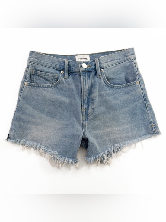 Frame Denim Pants - Frame Denim Shorts Womens 26 Le Super High Short Zona Wash Raw Hem
